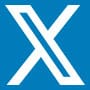 A blue and white logo of the letter x.
