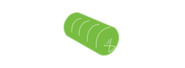 A green drawing of a roll with a cross on it.