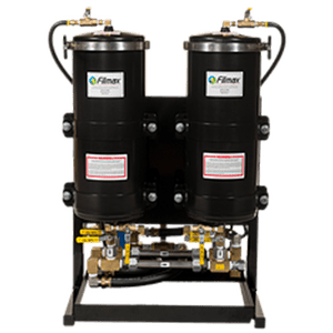 A double tank type filter system with two filters.