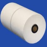 A roll of paper is shown on the blue background.